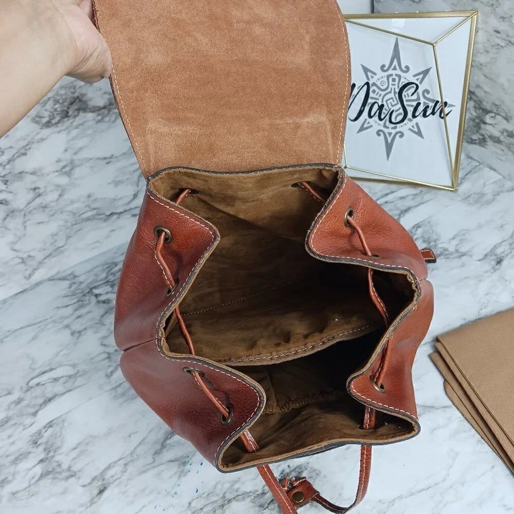 PATRICIA NASH Large Genuine Leather tan Backpack Shoulder Bag women's NEW